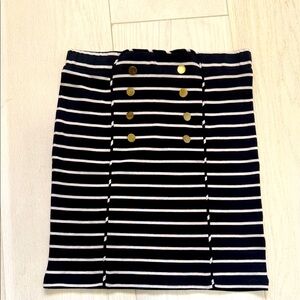 Blue and Black Knee-Length Pencil Skirt for Casual Wear